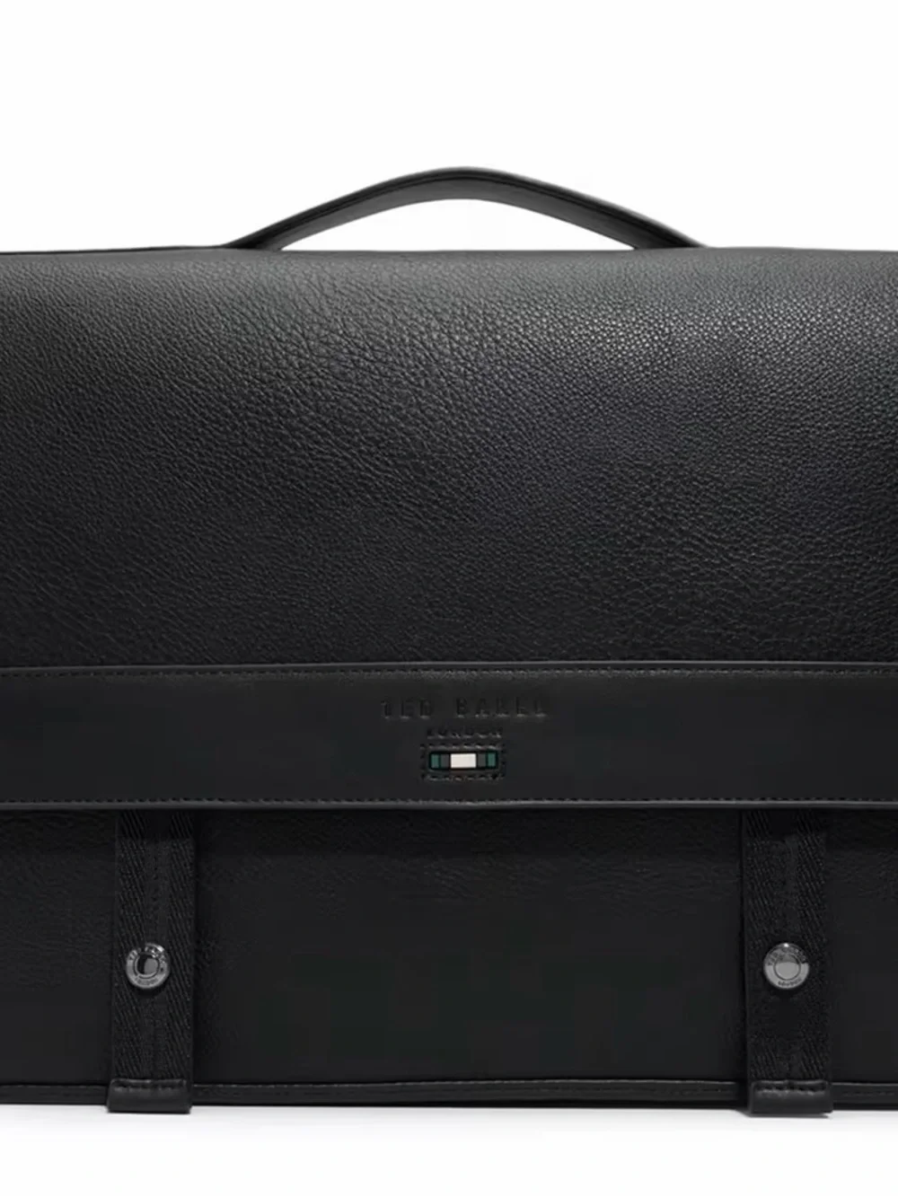 Ted Baker Black Textured Leather Briefcase with Top Handle